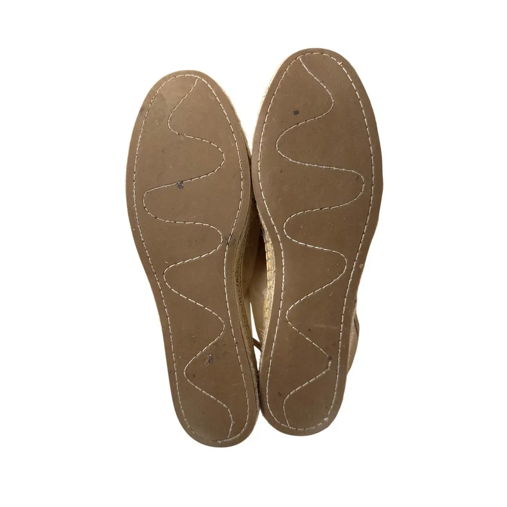 Loeffler Randall Kayla Flat Espadrilles Women 9 Mesh Tan Mary Jane Ballet Boho